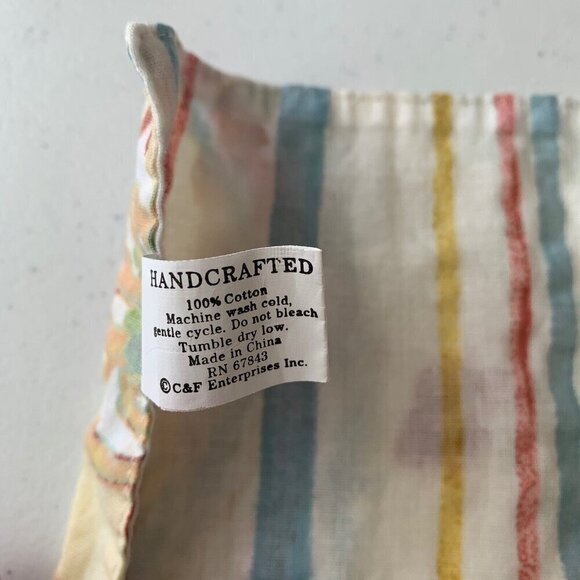 C & F Enterprises Yellow Floral Napkins Set of Three 16” Cotton Paisley Stripe - Picture 5 of 6